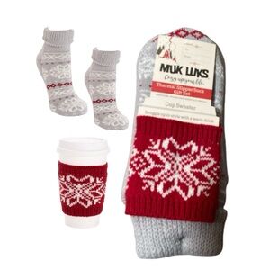 Muk Luks Thermal Ankle Slipper Socks And Cup Sweater